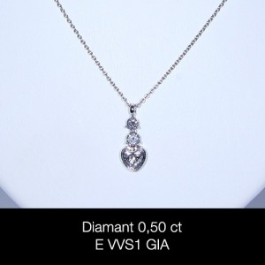 White gold heart shape diamond 18ct